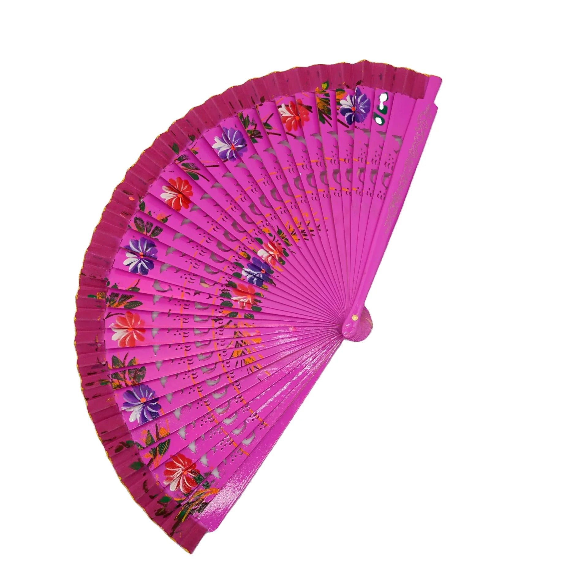 In Stock Guan Sen GSHF94 Carved Bamboo Folding Hand Fan with Fairy Theme Eco-Friendly Craft for Multiple Occasions-Wholesale