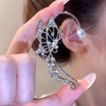 Bling Silver Plated Metal Ear Bone Clip Leaf Stars Clip Ear on Ear Luxury Shining Inlaid Rhinestone No Piercing Clip on Earring