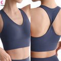 Built in Sports Bra Tank Top Sexy Back High  Longline Workout Yoga Bra Sports Bras