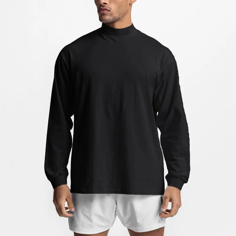 Custom Men's Loose Pullover Gym Sport Oversized Long Sleeve T-Shirt Stand Dollar Print Blank Running Print Design