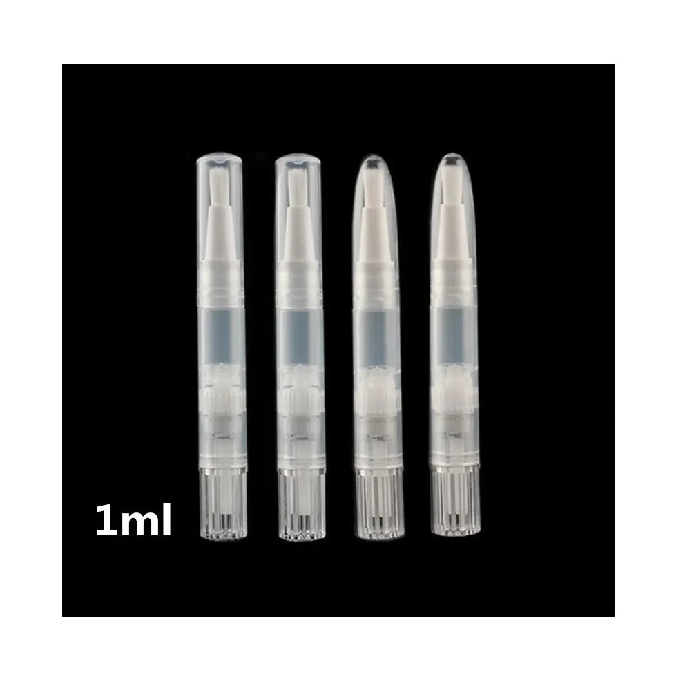 1ml Empty White Beauty Tooth Pen Plastic Rotating Brush Pen Nail Polish Oil Bottle for Gel Liquid Foundation