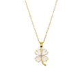 BINSHUO Jewelry Women Gift Tarnish Free Wholesale Stainless Steel Opal Rhinestone Lucky Four Leaf Clover Pendant Necklace