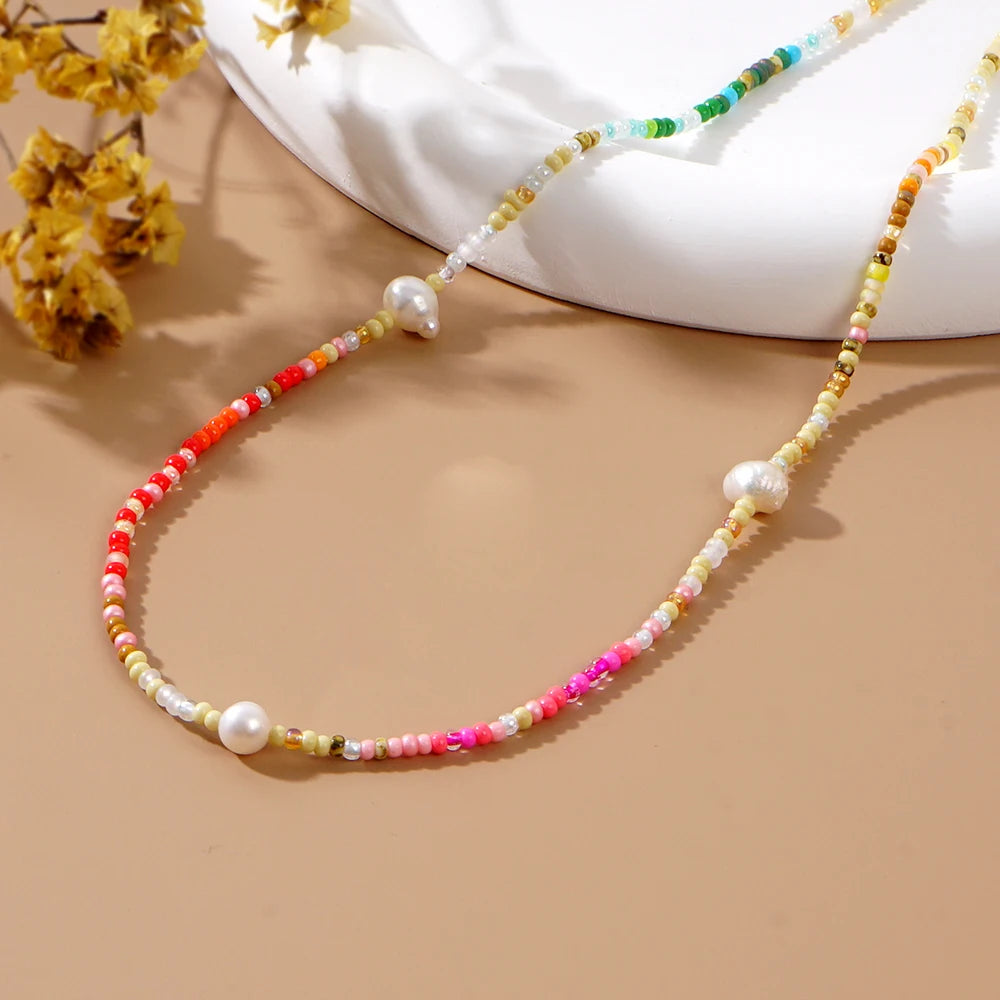 Go2boho Bohemian Colorful Beaded Necklace Pearls Choker Women Fashion Jewelry Designer Boho Handmade Miyuki Beads Necklaces