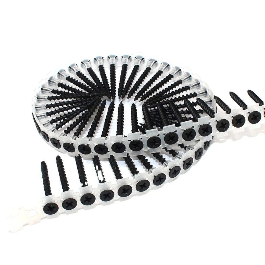 Wholesale Customized Stainless Steel Bugle Head Screws China Factory Low Carbon Plastic Strip Collated Screws Black Oxide Finish MegaBDM
