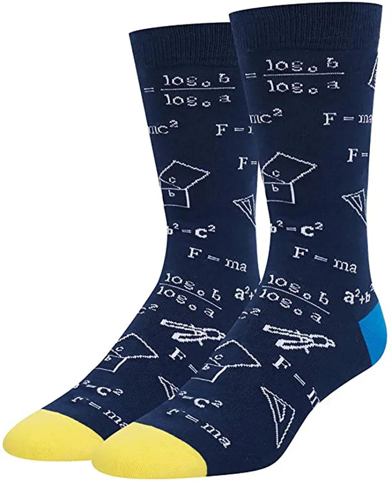 Fashion Math Socks for Book Lovers and Teachers Knitted Cotton Men's Socks Wholesale Mens Fashion Socks