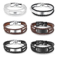 Men's Leather Bracelet Fashion Multi-layer Woven Men Leather Engraved Bracelet