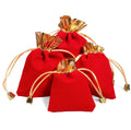 Luxury Custom Cosmetic Drawstring Flocking Jewelry Big Makeup Gift Pouch Dust Package Flannel Cotton Red Velvet Bags