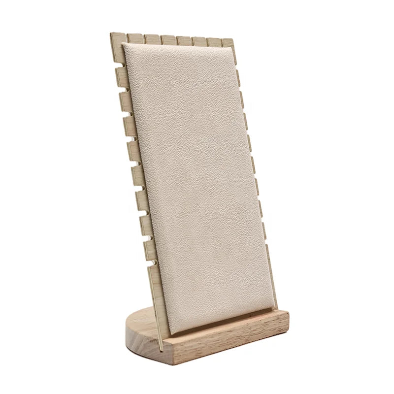 Wholesale Live Props Simple Solid Wood Velvet Necklace Display Rack Custom Jewelry Display Stand