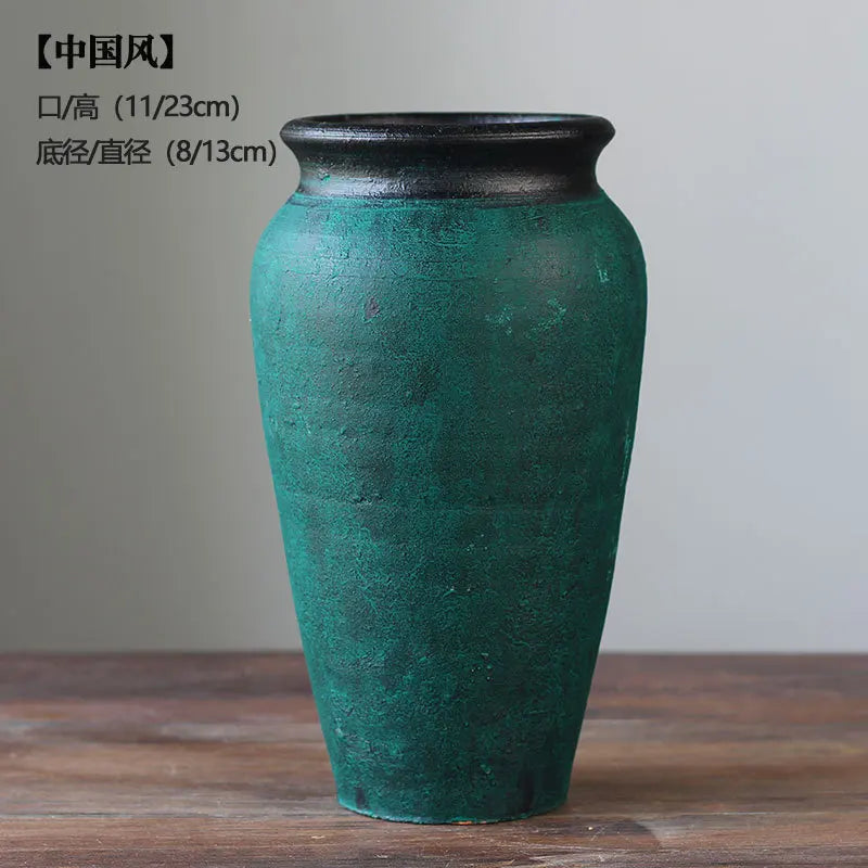 Modern Chinese Classical Ceramic Vase Antique-and-Curio Shelves Ornament Living Room Buddhist Mood Decoration Pottery Enamel