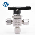 3-Way Stainless Steel Instrumentation Ball Valve NPT Connection 1/4 Port Size Double Ferrules Manual High Temperature Gas Flow