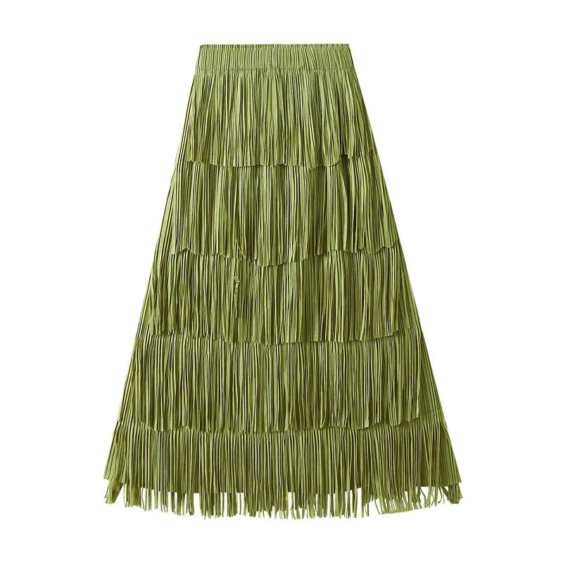 Wholesale Solid Vintage Elegant A-Line Lady Skirt High Waist Women'S Summer Skirt