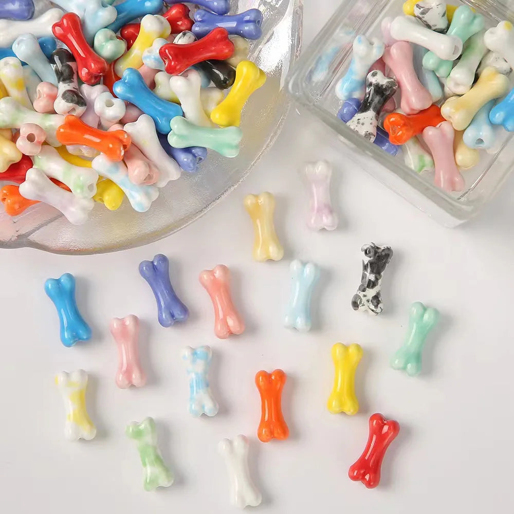 Wholesale Handmade Porcelain Loose Pink Ceramic Bone Beads for DIY Jewelry Findings Clay Material