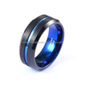 Hot Selling Black Tungsten Wedding Band Simple Blue Channel Trendy Classic Style for Him & Her Engagement Party Gift