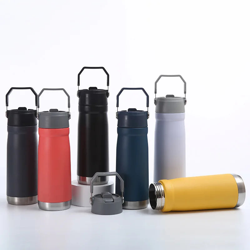 Custom Logo Eco-Friendly Stainless Steel Water Bottles 550ml/650ml Flip for 12-24 Hours Insulation Modern Design Travel