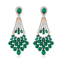 SC Hot Selling Vintage Crystal Earrings Exaggerated Long Zircon Drop Earrings Shiny Red Crystal Bridal Earrings for Wedding