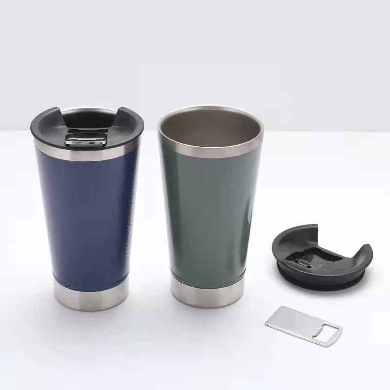 [JT-T16]Outdoor Tour Camping Beer Thermos 16 oz Double Wall Vacuum Stainless Steel Coffee Tumbler Mugs Cup with Beer Opener