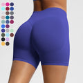 Ladies Three-Inch Peach-Shaped Breathable Yoga Shorts Solid Color Seamless Knitted Cross-Waist Fitness Running Pants