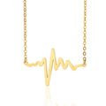 Classic Trendy Stainless Steel Jewelry 18K Gold Plated Cardiogram Heart Beat Pendant Oval Chain Necklaces High Polish Necklace