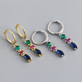 New Unique Design S925 Sterling Silver Micro CZ Pave Rainbow Color Pendant Earrings for Women EH1373