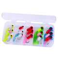 Wholesale Box030 Combo 0.8g 1.8g 1.9g 3.6g 15pcs/box Big Eye Feathered Lead Jig Head Fly Hooks Combo Kit Set