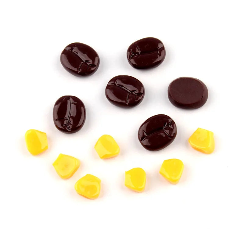 Resin Corn Kernels Coffee Beans Resin Charms Cabochon for Slime Filler Kid DIY Mobile Phone Hairclip Keychain Decoration Craft