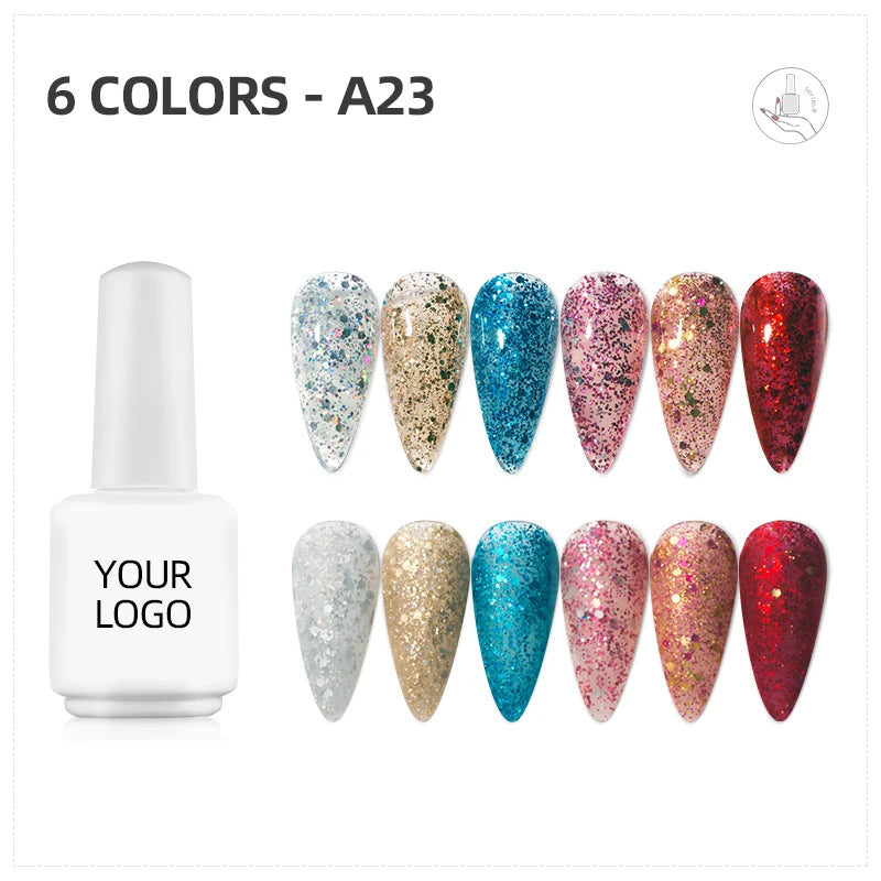 JTING New Trend Nail Supplies Designs 6colors Uv Gel Nail Polish Set Colours OEM Custom Nail Polish Design Bottle Box