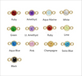 GP US 3mm 4mm 6mm Birthstone Connector 14k Gold Filled CZ Charms Permanent Jewelry Chains Making 14KGF Bezel Connector Wholesale