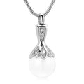 Stainless Steel Silver Plated Crystal Ash Urn Cremation Pearl Tail Pendant Keepsake Lucky Fish Memorial Pearl Children's