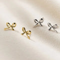 Cheap Sale Women Fashion Earrings Jewelry Gifts S925 Silver Needle Mini Cute Gold Bow Stud Earrings for Teen Girls Kids Daughter