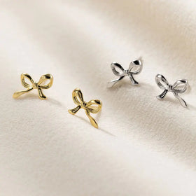 Cheap Sale Women Fashion Earrings Jewelry Gifts S925 Silver Needle Mini Cute Gold Bow Stud Earrings for Teen Girls Kids Daughter