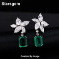 Starsgem Marquise Shape Moissanite Gemstone and Lab Grown Emerald Gemstone Stud Earrings Drop Bridal Earrings