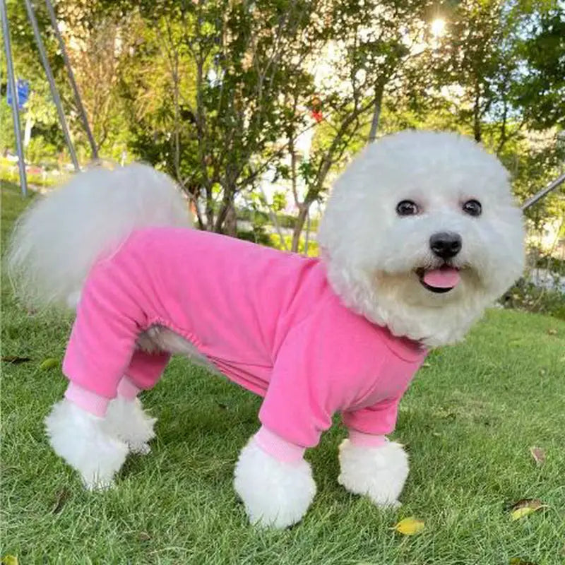 Wholesale Plain Solid Color Fleece Warm Pet Overall Winter Autumn Pajamas Small Medium Dog