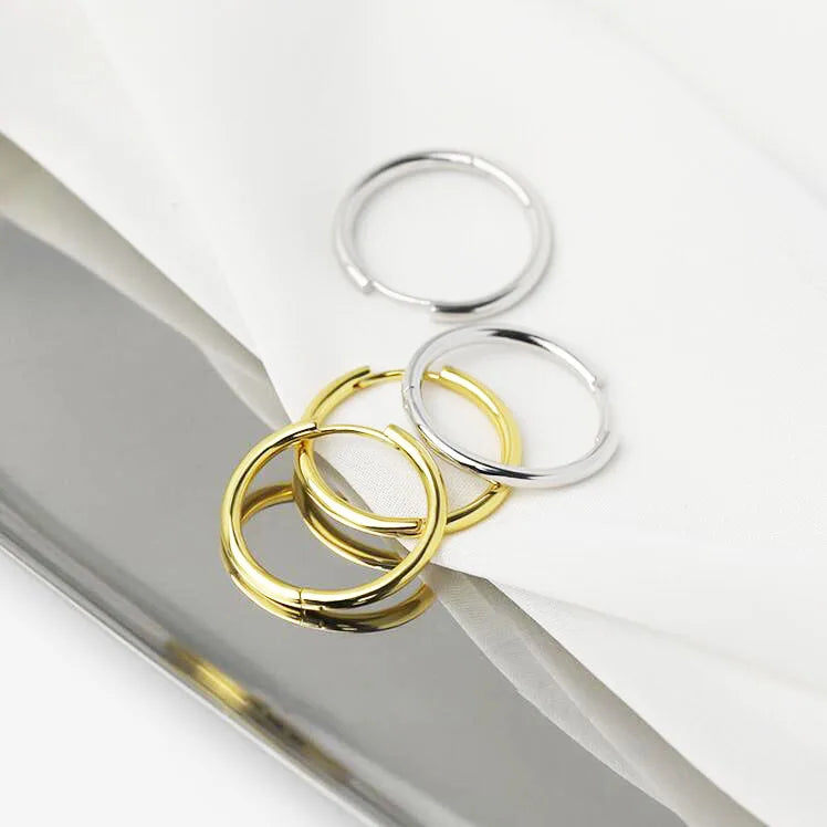 Jietao Minimalist Jewelry Cute Gift Nickel Free Women Fashion Small Round Circle Sterling Silver Hoop Earrings 925 Silver