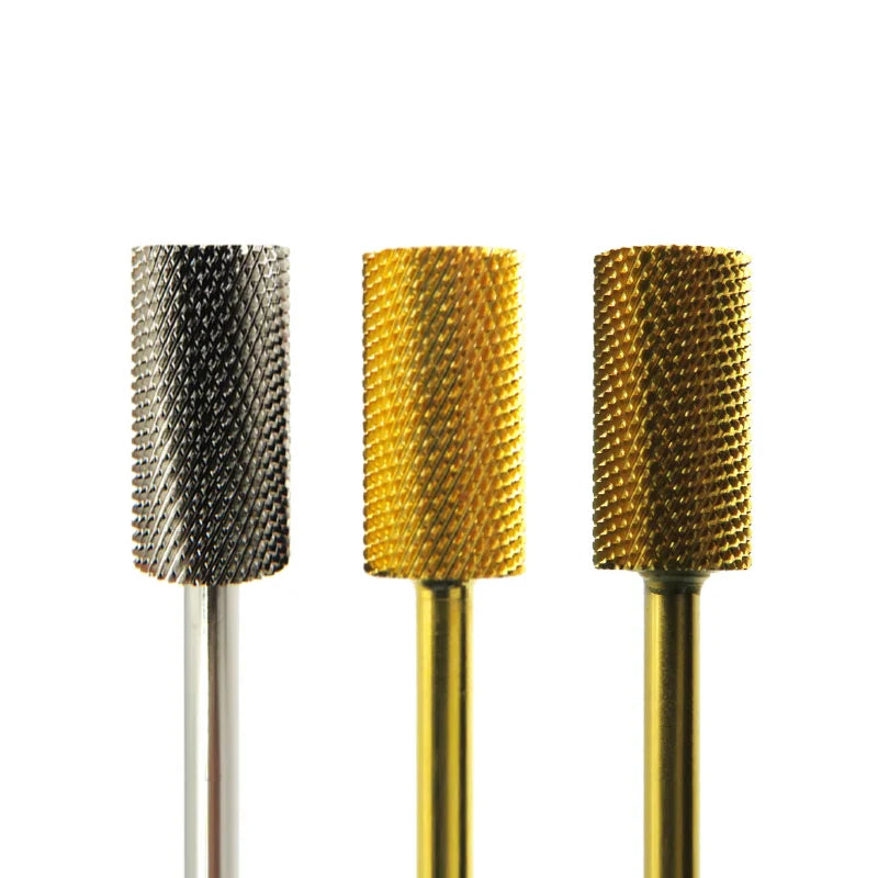 Heat-cooling Large Barrel F Carbide Nail Drill Bits Original Golden Titanium Nail Smoothing Bit 3/32"
