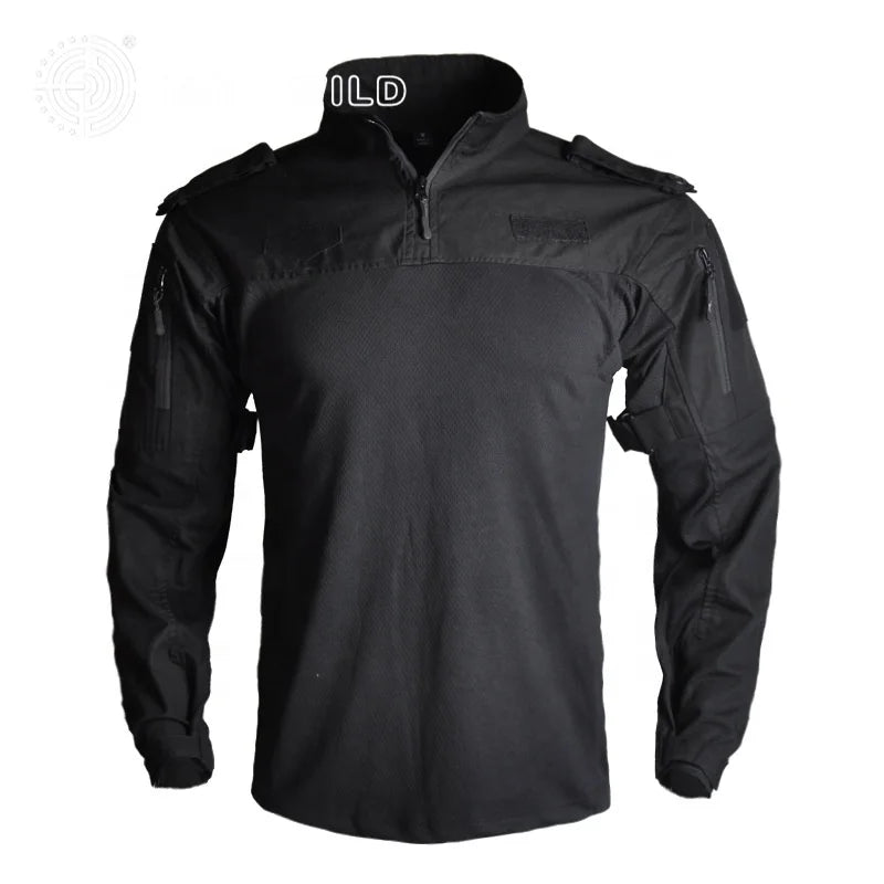 Custom 100% Cotton Cycling Wear Breathable Turtleneck Short Quick Dry Camouflage High Knitted Woven Training Running Fishing