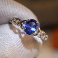 Huitan Casual Cross Anillos Oval Diamond Royal Blue Shiny Zircon Rings Lady Party Silver Daily Rings for Woman