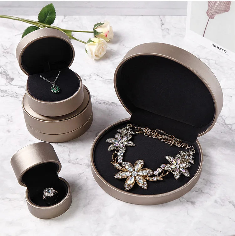 Wedding Black Leather Gold Champion White Jewlery Blue Jewelry Hinge Luxury Ring BoxGolden Big Jewelry Box