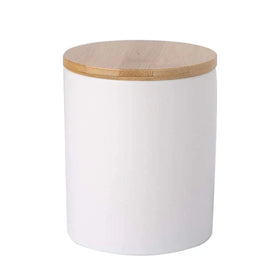 White Ceramic Tea Canister Storage with Bamboo Lid Storage Jar for Kitchen CNLF