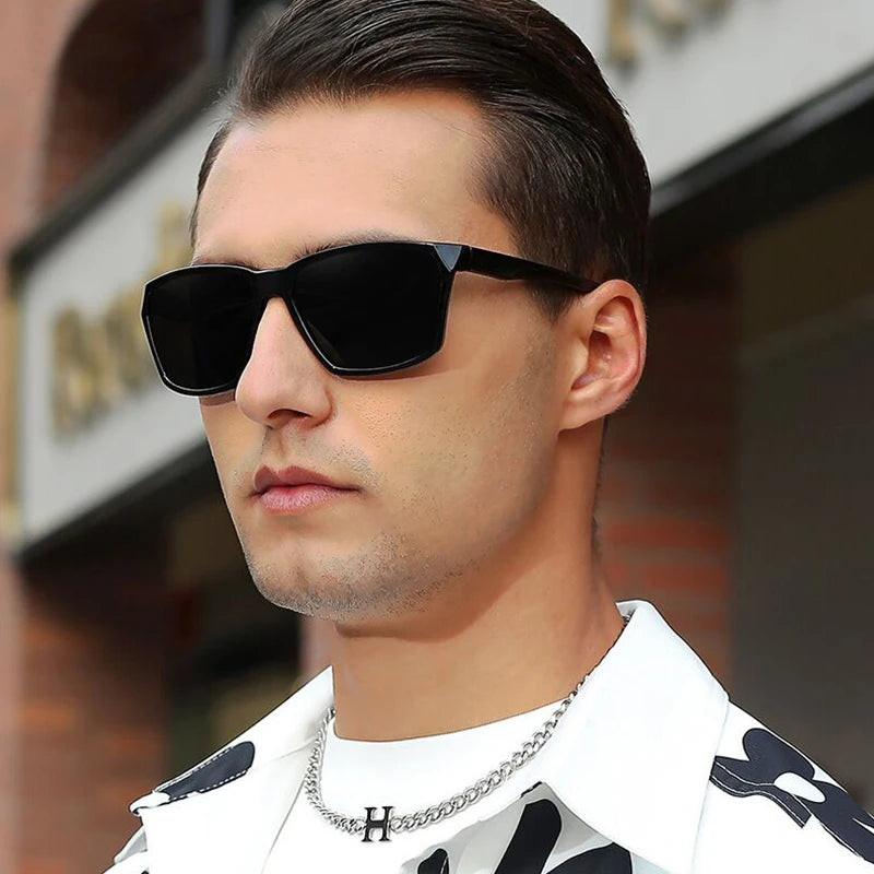 1903 New Design Sports TR90 Big Black Frame Polarized Men Sunglasses