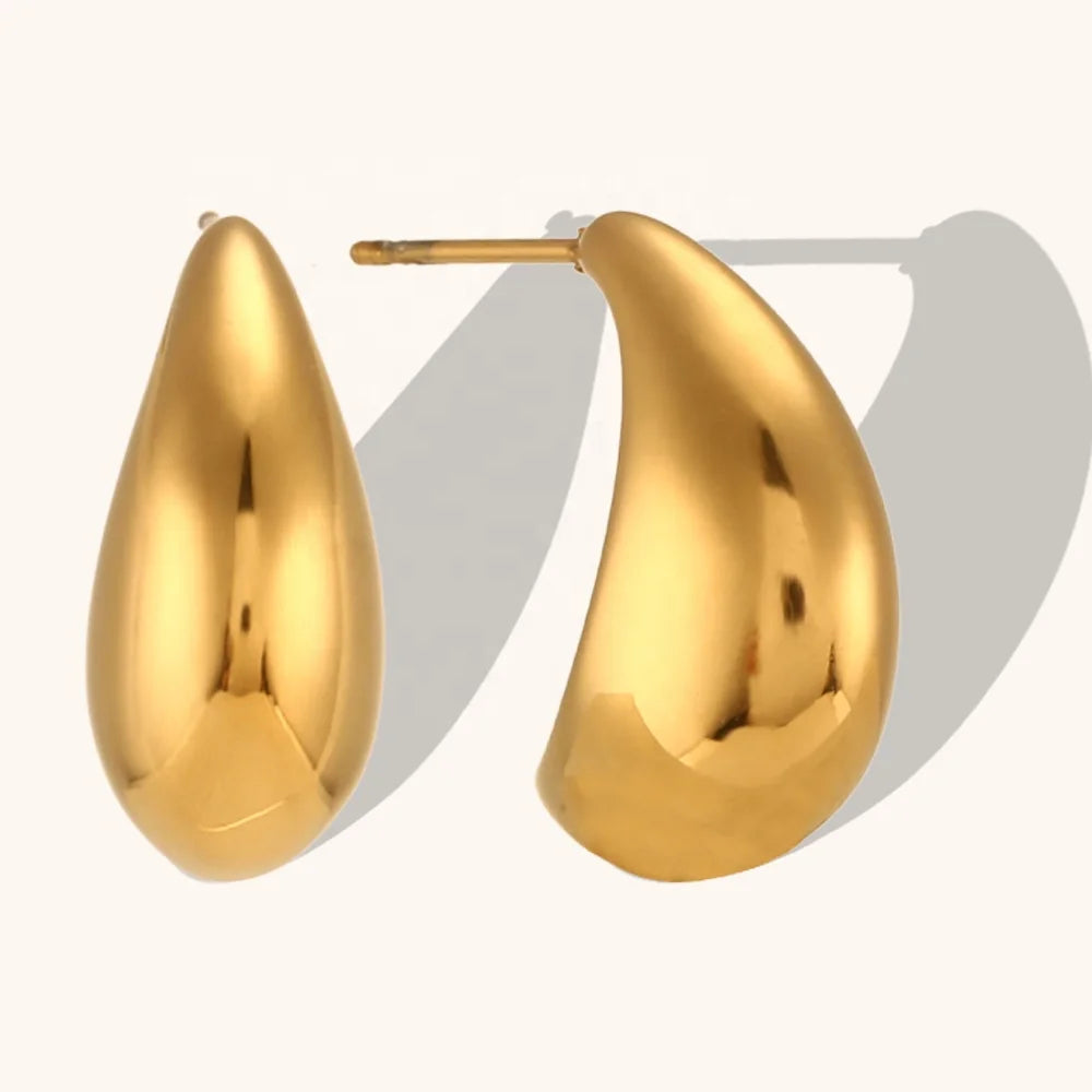 Fashion Design Stainless Steel Jewelry Manufacturer 18k Gold Plated Minimalist Jewelry Boat Shape Stud Earring