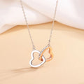 Heart Necklace S925  Diamond Pendant Necklace S925 Sterling Silver Double Heart Interlocking Necklace for Mother's Day Gift