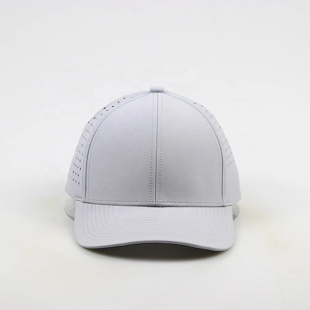 Custom Embroidery 5 Panel 6 Panel Baseball Sports Cap Jersey Waterproof Laser Cutting Perforated Plain Color Logo