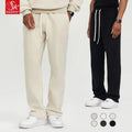 SK New Men's Sports Sweatpants 350G Worsted Warm Fleece Winter Tracksuit Mid Elastic Waist Drawstring Straight Leg Flat Front