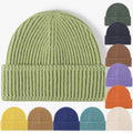 Custom Logo High Quality Winter Warm Plain Unisex Thick Acrylic Slouchy Cuffed Rib Knit Beanie Hat