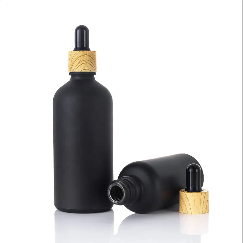 Matt Black Frosted Glass Dropper Bottle 10ml-120ml Essential Oil Carton Packed
