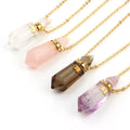 Natural  Amethyst  Essential Oil Bottles Rose Quartz Double Terminated Crystal Perfume Bottle Pendants