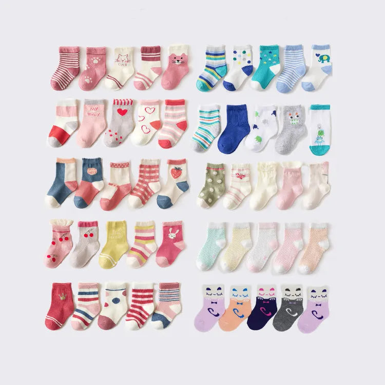Wholesale Organic Cotton Colorful Funny Kawaii Cute Kids Socks Boys Girls Children School Stock Kid Socks Custom logo