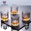 Wholesale 280ml Crystal Clear Old Fashioned Scotch Bourbon Whiskey Tumbler Unique Thick Base Rotating Rock Glass Cup Transparent