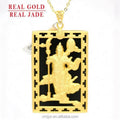 Certified Ancient Silver Inlaid Gold With Jade Hetian Dragon Brand Guan Gong Fang Brand Sailing Boat Exhibition Grand  Pendant