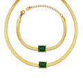 Hot Sale Classic Fashion Flat Chain Jewelry Stainless Steel Gold Plated Zircon Snake Chain Woman Luxury Necklace